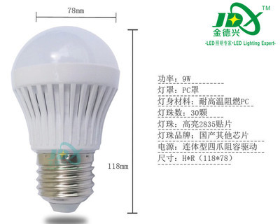 深圳市金德興照明 12W超亮E27螺口LED球泡燈，節(jié)能批發(fā)熱銷(xiāo)之選